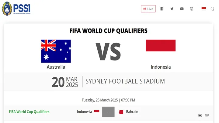 Jadwal Baru! Timnas Indonesia vs Australia Kualifikasi Piala Dunia 2026