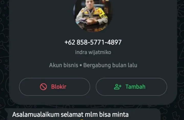 Waspada! Penipuan Online Modus Polisi Polresta Banyumas di WhatsApp